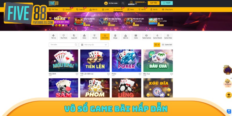 Vô số game bài hấp dẫn